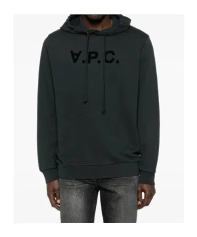 Apc Logo Hoodie In Black