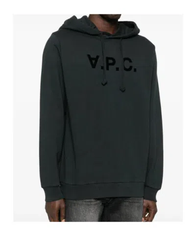 Apc Logo Hoodie In Black