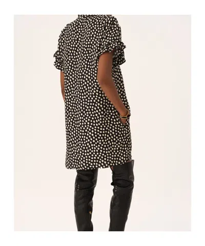 Chloé Short-sleeved Dots-print Silk Jacquard Mini Dress Clothing In Black