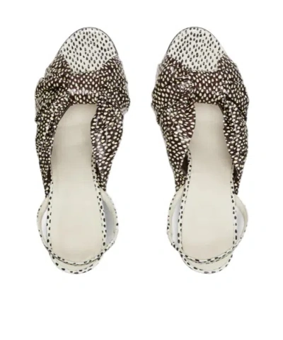 Fendi Black And White Printed Leather High-heeled Slides In Animal Print