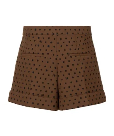 Fendi Brown Printed Wool Shorts In Brown