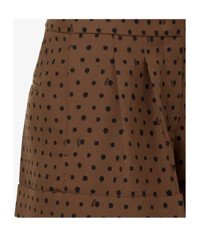 Fendi Brown Printed Wool Shorts In Brown