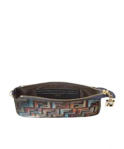 Fendi Women Baguette Ff Fabric Clutch Bag In Black