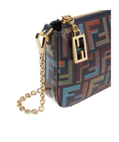 Fendi Women Baguette Ff Fabric Clutch Bag In Black