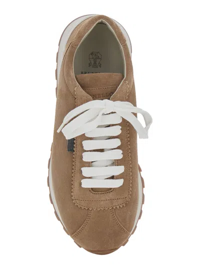 Brunello Cucinelli Lace-up Leather Sneakers In Multi