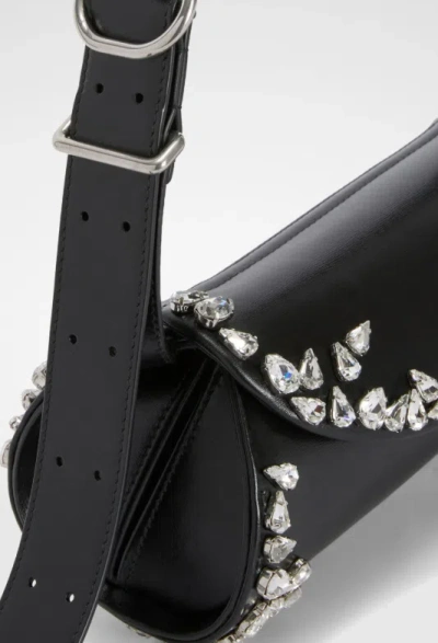 Jil Sander Small Cannolo Crystal Shoulder Bag In Black