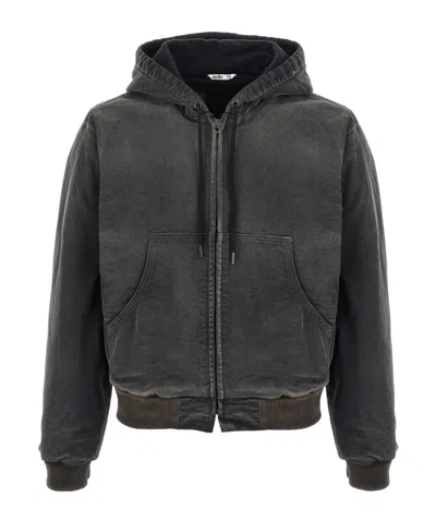 Auralee Drawstring Hooded Jacket In Gray