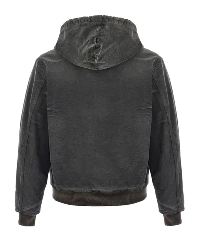 Auralee Drawstring Hooded Jacket In Gray