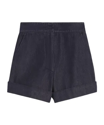 Max Mara Mxmcalca Tailored Shorts Belt Loops Pockets In Blue