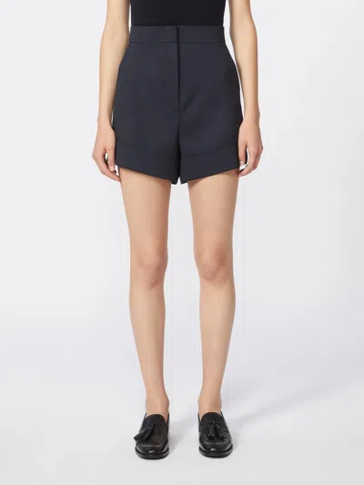 Max Mara Mxmcalca Tailored Shorts Belt Loops Pockets In Blue