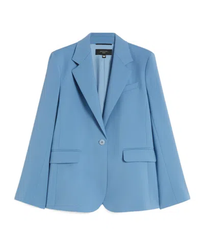Weekend Max Mara Tailored Suit Jacket Buttoned Cuffs Flap Pockets In Blue