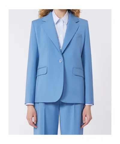 Weekend Max Mara Tailored Suit Jacket Buttoned Cuffs Flap Pockets In Blue