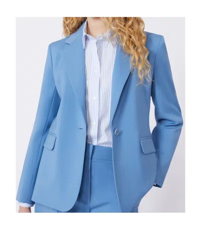Weekend Max Mara Tailored Suit Jacket Buttoned Cuffs Flap Pockets In Blue