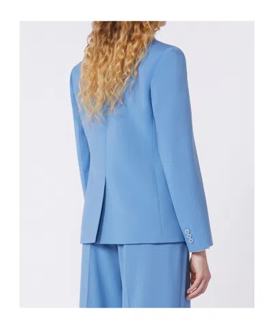 Weekend Max Mara Tailored Suit Jacket Buttoned Cuffs Flap Pockets In Blue