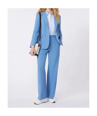 Weekend Max Mara Tailored Suit Jacket Buttoned Cuffs Flap Pockets In Blue