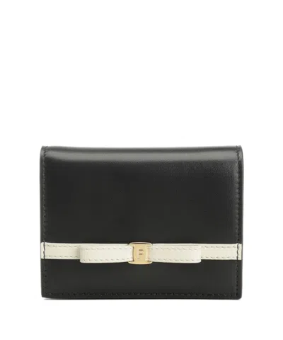 Ferragamo Bow Detailed Folded Wallet In Black