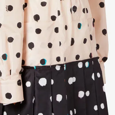 Fendi Pink And Black Printed Taffeta Dress In Black