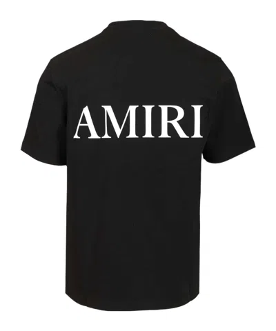 Amiri Black Crewneck T-shirt With Logo Print On The Front And Logo Lettering On The Rear In Cotton Man