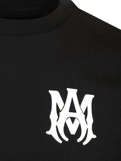 Amiri Black Crewneck T-shirt With Logo Print On The Front And Logo Lettering On The Rear In Cotton Man