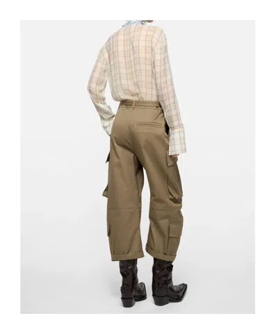 Acne Studios Twill Cargo Trousers In Green