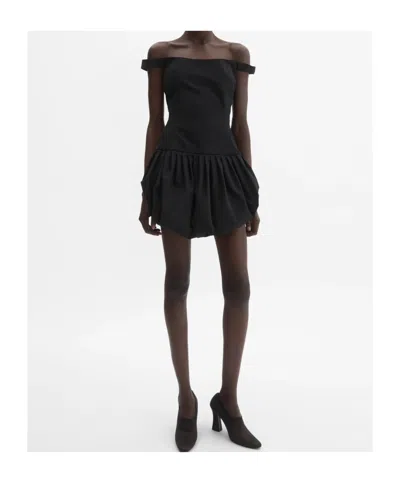 Magda Butrym Off-shoulder Puff Skirt Mini Dress In Black In Black