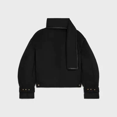 Celine Scarf Jacket In Wool Cloth In Black