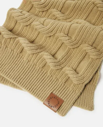 Stella Mccartney Falabella Cable-knit Scarf In Brown