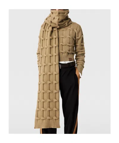 Stella Mccartney Falabella Cable-knit Scarf In Brown