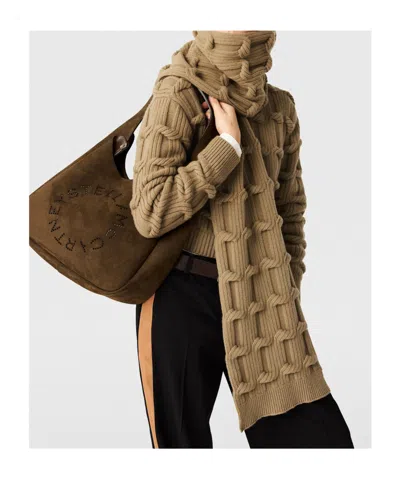 Stella Mccartney Falabella Cable-knit Scarf In Brown