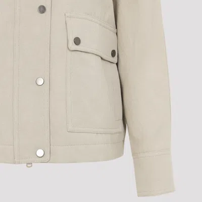 Brunello Cucinelli Hooded Parka Coat Contrast Collar Design In Neutral