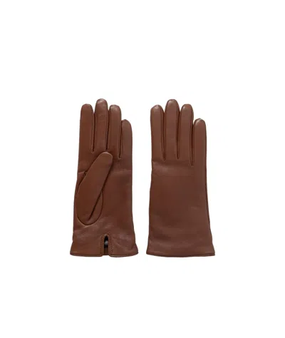 Saint Laurent Leather Gloves In Brown