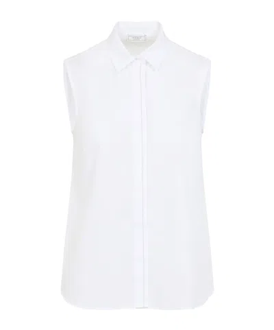 Peserico Collared Neck Sleeveless Top Layered Hem In White