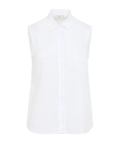 Peserico Collared Neck Sleeveless Top Layered Hem In White