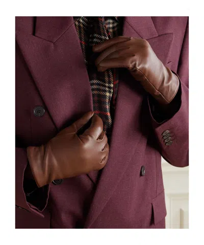Saint Laurent Leather Gloves In Brown