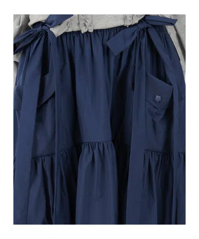 Cecilie Bahnsen Floral Detail Midi Skirt In Blue