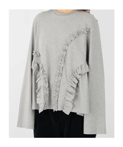 Cecilie Bahnsen Long-sleeved T-shirt In Gray