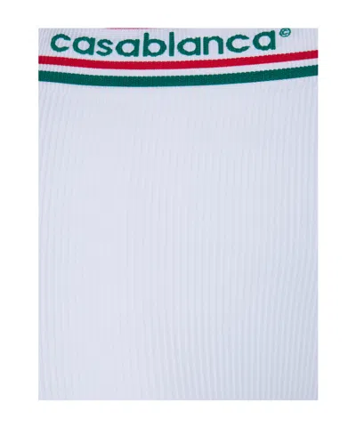 Casablanca Seamless Sporty Bikers Shorts Elastic Waistband In White