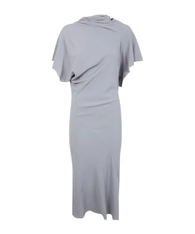 Rick Owens Draped Midi Dress In Gray