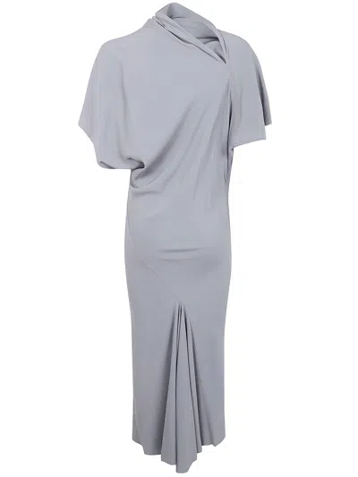 Rick Owens Draped Midi Dress In Gray