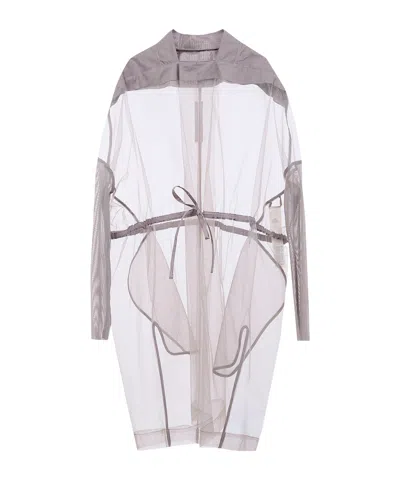 Rick Owens Tie Tulle Coat In Gray