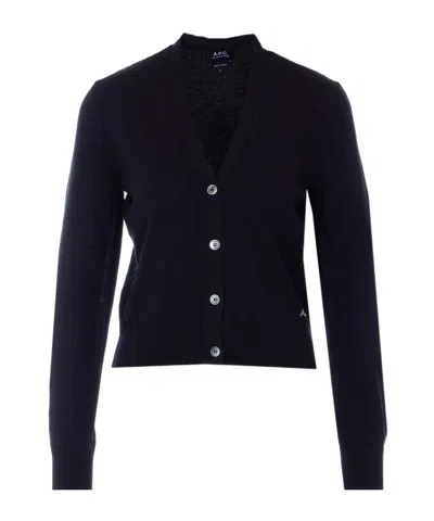 Apc Long-sleeved Knitted Cardigan In Black