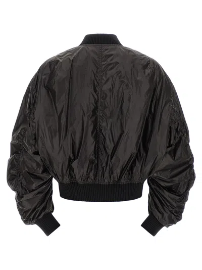 Rick Owens Black Tower Secchia Flight Leather Bomber Jacket In Black