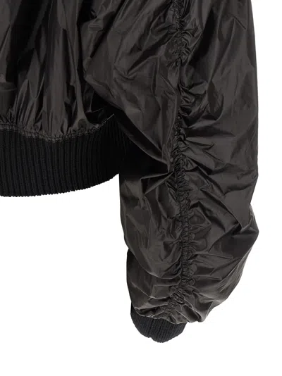 Rick Owens Black Tower Secchia Flight Leather Bomber Jacket In Black
