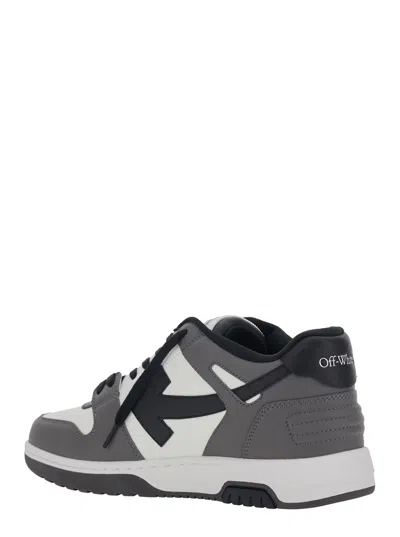 Off-white Out Of Office Grey Low Top Sneakers With Logo Patch On The Tongue And Contrasting Stitching In Leath In Black