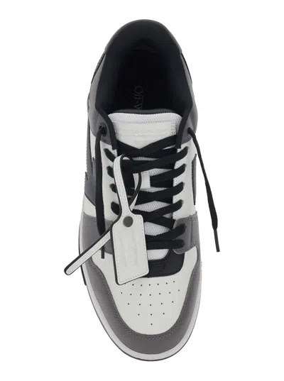 Off-white Out Of Office Grey Low Top Sneakers With Logo Patch On The Tongue And Contrasting Stitching In Leath In Black