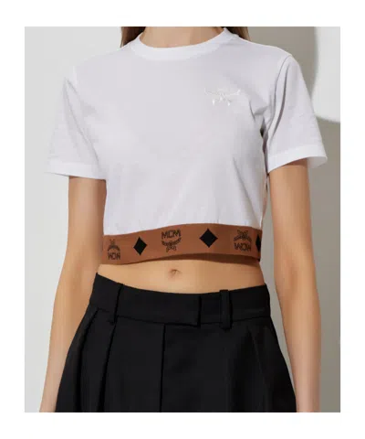 Mcm Monogram Cropped T-shirt In Multi