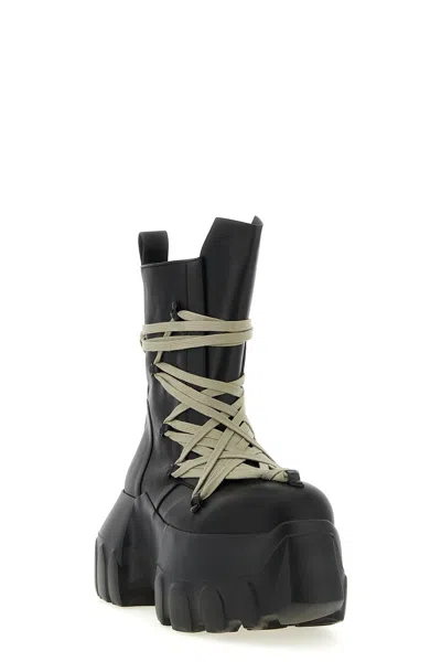 Rick Owens Black Hollywood Megalace Mega Tractor Boots In 09 Black