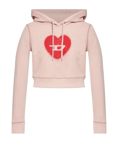 Diesel Long-sleeved Hooded Sweatshirt In Pink