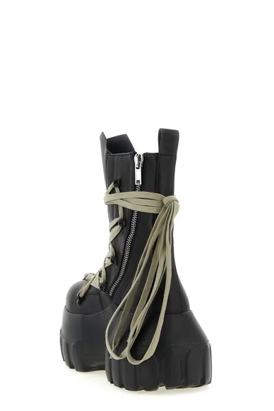 Rick Owens Black Hollywood Megalace Mega Tractor Boots In 09 Black