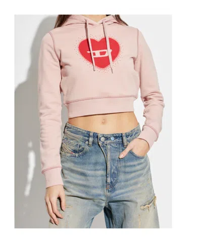 Diesel Long-sleeved Hooded Sweatshirt In Pink
